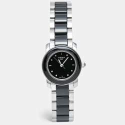 Tissot Black Ceramic Stainless Steel Diamond T-Trend T064.210.22.056.00 Women's Wristwatch 28 mm