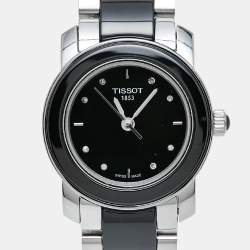 Tissot Black Ceramic Stainless Steel Diamond T-Trend T064.210.22.056.00 Women's Wristwatch 28 mm