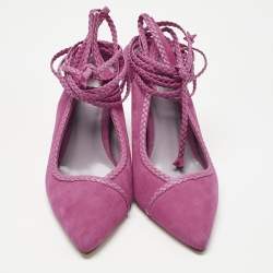 Pre Owned حذاء كعب عالي تيتي أديسا سويدي وردي برباط الكاحل مقاس 38