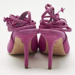 Pre Owned حذاء كعب عالي تيتي أديسا سويدي وردي برباط الكاحل مقاس 38