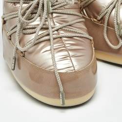 Pre Owned TNT Beige Faux Leather and Nylon Moon Boots Size 39-41