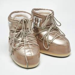 Pre Owned TNT Beige Faux Leather and Nylon Moon Boots Size 39-41
