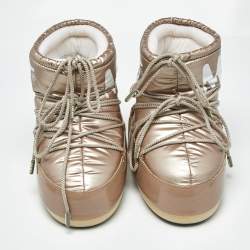 Pre Owned TNT Beige Faux Leather and Nylon Moon Boots Size 39-41