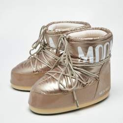 Pre Owned TNT Beige Faux Leather and Nylon Moon Boots Size 39-41