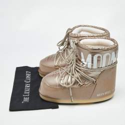 Pre Owned TNT Beige Faux Leather and Nylon Moon Boots Size 39-41