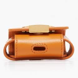 Pre Owned Tod's Orange Leather Timeless Airpods Case with Strap