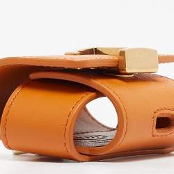 Pre Owned Tod's Orange Leather Timeless Airpods Case with Strap