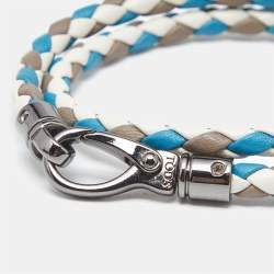 Pre Owned Tod's MyColors Tri Color Leather Gunmetal Tone Bracelet