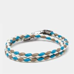 Pre Owned Tod's MyColors Tri Color Leather Gunmetal Tone Bracelet