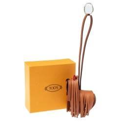 Tod's Brown Leather Fringe Bag Charm 