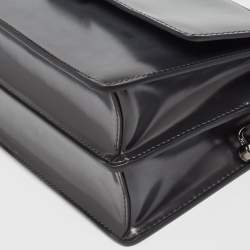Tod's Dark Grey Leather Mini T Timeless Shoulder Bag