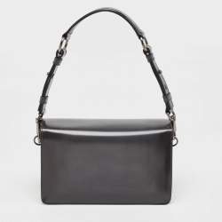 Tod's Dark Grey Leather Mini T Timeless Shoulder Bag
