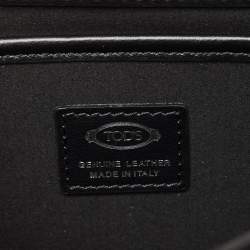 Tod's Dark Grey Leather Mini T Timeless Shoulder Bag