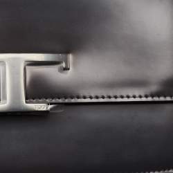 Tod's Dark Grey Leather Mini T Timeless Shoulder Bag