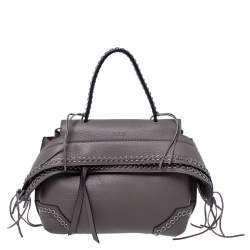 Tod's Grey Leather Monospalla Rings Top Handle Bag