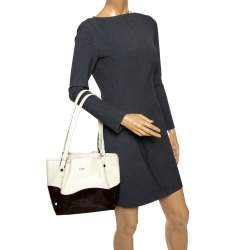 مملوكة مسبقًا حقيبة يد تودز شوبر جلد لامع و جلد بني و بيج