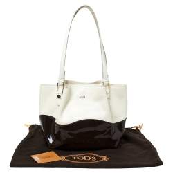 مملوكة مسبقًا حقيبة يد تودز شوبر جلد لامع و جلد بني و بيج