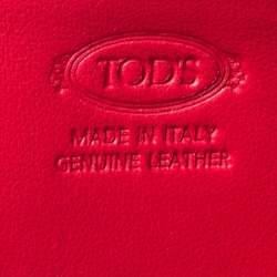 Tod's Red Leather Zip Around Continental Wallet