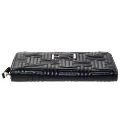 Tod's Black Leather Zip Around Continental Wallet