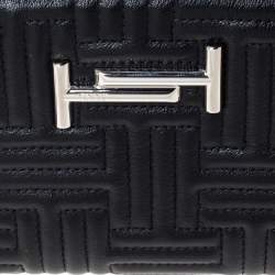 Tod's Black Leather Zip Around Continental Wallet