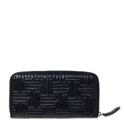 Tod's Black Leather Zip Around Continental Wallet