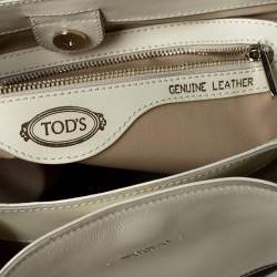 Pre Owned Tod's Cream/Brown Leather Flower Tote