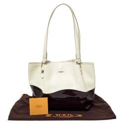 Pre Owned Tod's Cream/Brown Leather Flower Tote