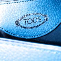 Pre Owned Tod's Blue Leather Medium Double T Tote