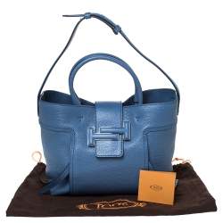 Pre Owned Tod's Blue Leather Medium Double T Tote