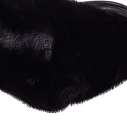 مملوكة مسبقًا حقيبة تودز تي فلاب جلد وفرو منك أسود