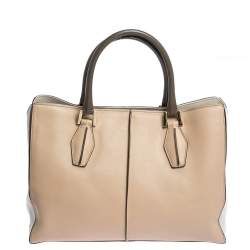 Pre Owned Tod's Tri Color Leather Medium D-Cube Tote
