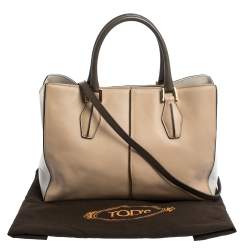 Pre Owned Tod's Tri Color Leather Medium D-Cube Tote