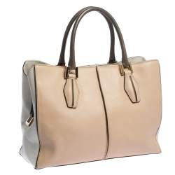 Pre Owned Tod's Tri Color Leather Medium D-Cube Tote