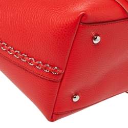 Pre Owned Tod's Red Leather ANJ Rings Shopper Tote