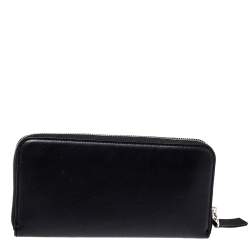 Pre Owned Tod's Black Leather Double T Zip Around Continental Wallet