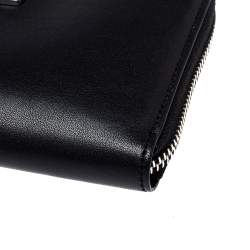 Pre Owned Tod's Black Leather Double T Zip Around Continental Wallet