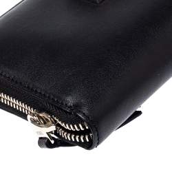 Pre Owned Tod's Black Leather Double T Zip Around Continental Wallet