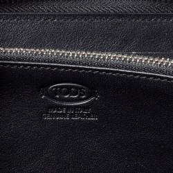 Pre Owned Tod's Black Leather Double T Zip Around Continental Wallet