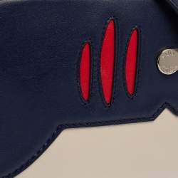 Pre Owned Tod's Blue/White Leather Zoo Shark Camera Crossbody Bag