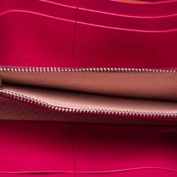 Pre Owned Tod's Pink Leather Double T Zip Around Continental Wallet