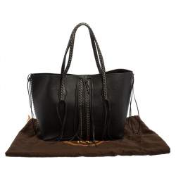 Pre Owned Tod's Black Leather ANJ Rings Shopper Tote