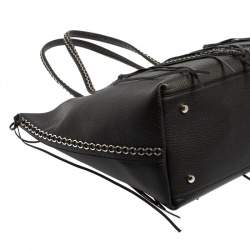 Pre Owned Tod's Black Leather ANJ Rings Shopper Tote