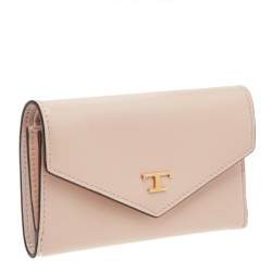 Pre Owned Tod's Beige Leather Continental Wallet