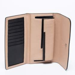 Pre Owned Tod's Black Leather Logo Flap Wallet 