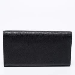 Pre Owned Tod's Black Leather Logo Flap Wallet 