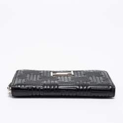 Tod's Black Quilted Leather Double T Zip Around Wallet