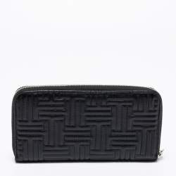 Tod's Black Quilted Leather Double T Zip Around Wallet
