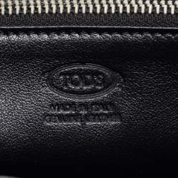 Tod's Black Quilted Leather Double T Zip Around Wallet