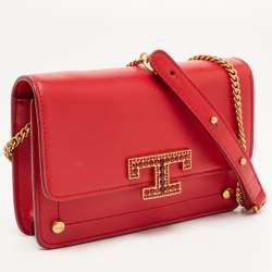 Tod's Red Leather T Timeless Micro Crossbody Bag
