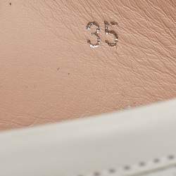 Pre Owned Tod's White Leather Fringed Loafers Size 35